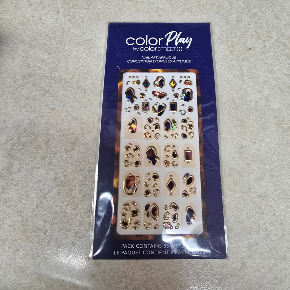 Color Street Color Play Nail Art Applique Tortoise Gold‎ Jewel 85 Count New